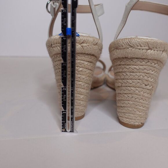 Stuart Weitzman Teddi Espadrille Leather Wedge Sandal White Women's Size 10 New - Picture 12 of 12